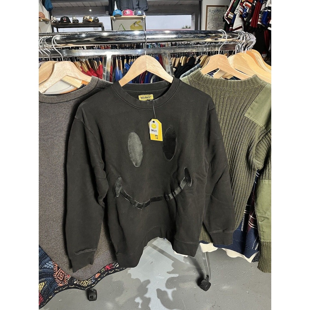 Chinatown Market Smiley Black Oversized Crewneck Sweatshirt Medium